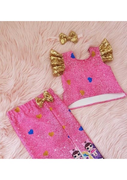 Kız Çocuk Payet Detaylı Lol Bebek Baskılı Etek Bluz Takım modelleri