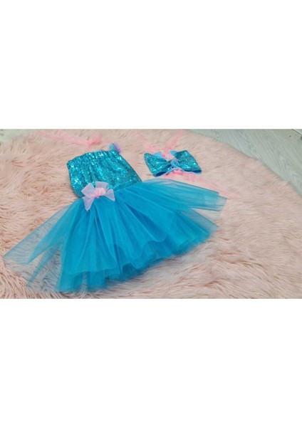 Kız Çocuk Tüllü Mavi Deniz Kızı Kostümü fiyatları