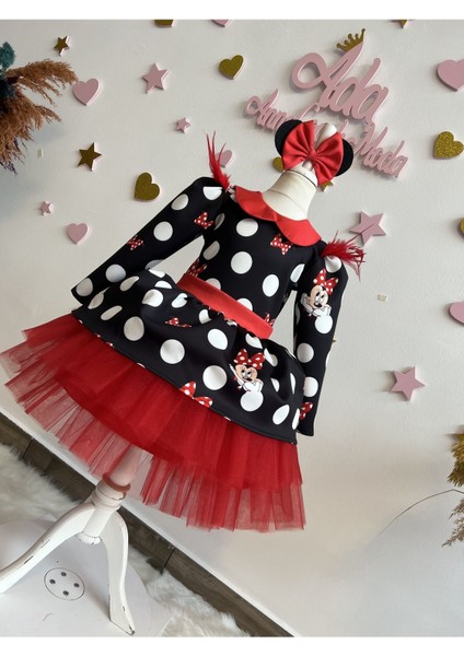 Kız Çocuk Mickey Mouse Siyah Elbise, Minnie Mouse Kabarık Elbise, Mickey Mouse Elbise