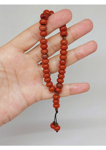 Kırmızı Jasper Taşı 33LÜK Özel Kesim Minimal Tesbih (54312)