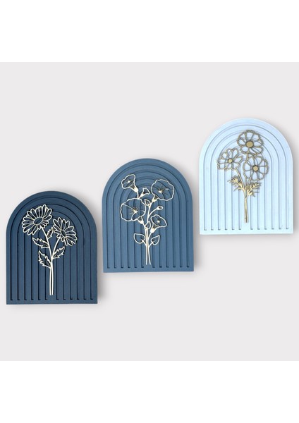 Iskandinav Gold Detaylı Rainbow Ahşap Tablo Seti