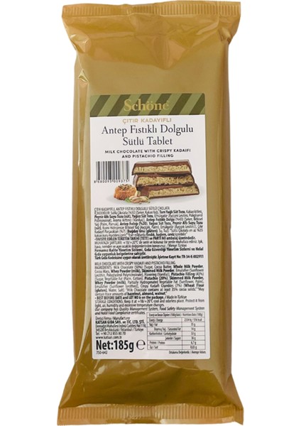 Ovalette Schöne Antep Fıstıklı Dolgulu Tablet Dubai Çikolatası 185 gr