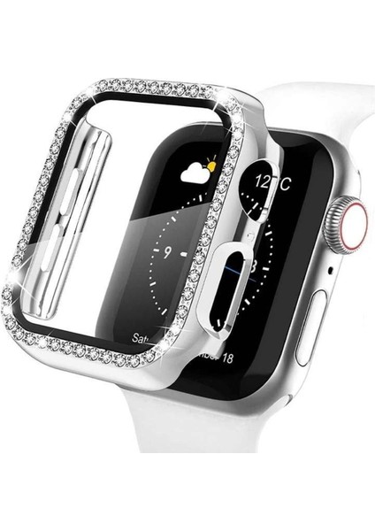 Apple Watch Seri 10 42MM Uyumlu Zarif Elmas Taşlı Kasa ve Ekran Koruyucu