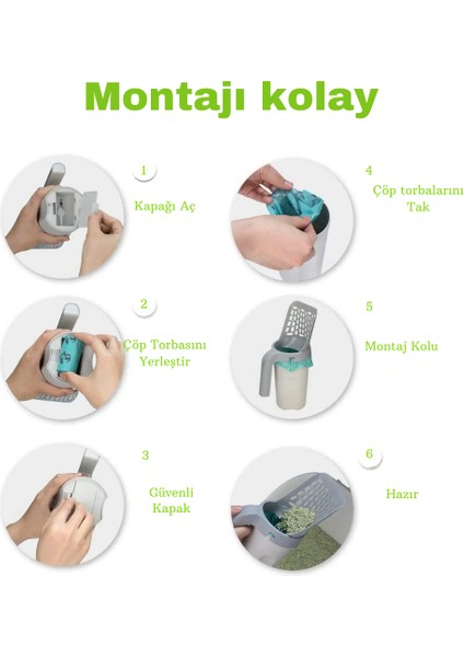Kedi Kum Temizleme Küreği 29CM Poşet Hazneli(1 Adet Hediye Poşet)