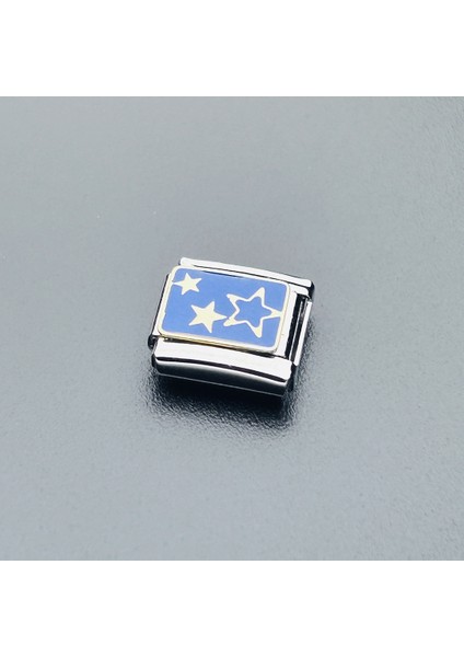 , Duyarlılık Etiketi ve Yıldız Figürlü, Italyan Nom Bileklik Için Çelik Charm, Gümüş Renk