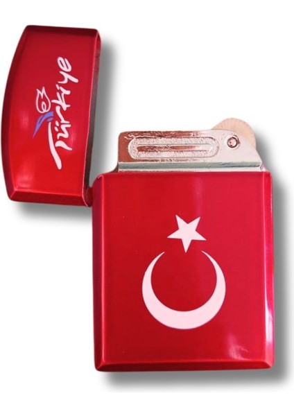 Metal Taşlı Çakmak Ay Yıldızlı/türkiye Yazılı Zippo Tipi Çakmak