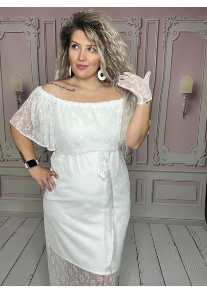 Büyük Beden Beyaz Elbise, Nikah Elbisesi, Dantel Elbise, After Party Elbise modelleri