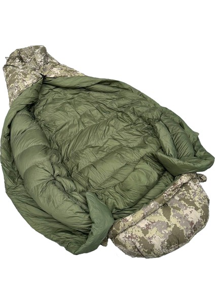 Snag Military -44C 800 Fill Kamuflaj Kaz Tüyü Ultralight Uyku Tulumu (Kolları Çıkabilir)