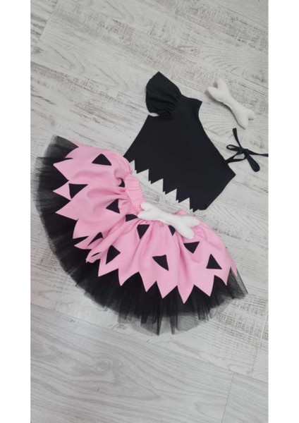 Taş Devri Pembe Çakıl Kostüm Etek Bluz Takım modelleri