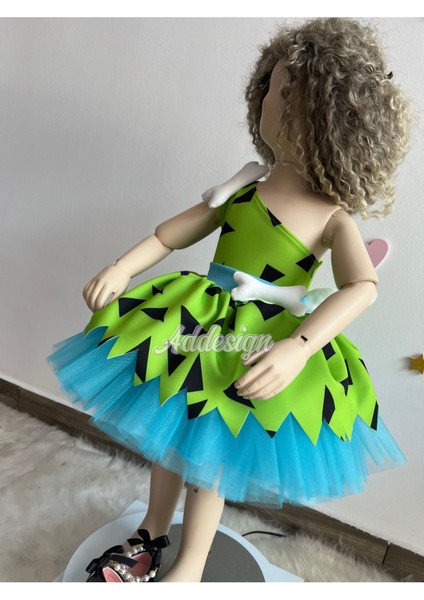 Kız Çocuk Çakıl Kostümü, Çakıl Çakmaktaş Elbisesi, Taş Devri Elbisesi