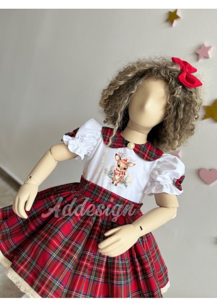 Kız Çocuk Ekose Elbise, Ekose Vintage Elbise, Kız Çocuk Yeni Yıl Elbisesi