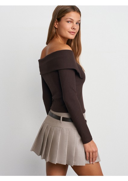 80845 Kalın Pileli Şort Etek modelleri