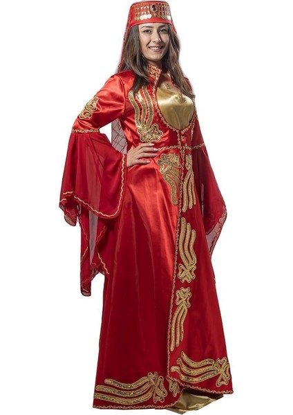 Mihrimah Sultan Kostümü Yetişkin Kadın Klasik Kırmızı Bindallı Kıyafeti fiyatları