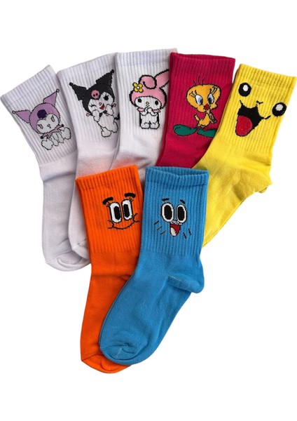 7’li Kuromi,melody ,gumball Eğlenceli Neşeli Kolej Çorap
