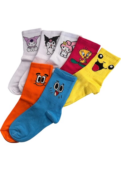 7’li Kuromi,melody ,gumball Eğlenceli Neşeli Kolej Çorap