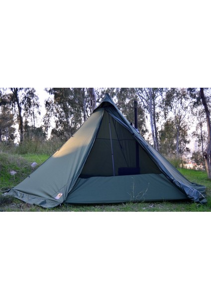 Mega Xl Hot Tent Teepee Soba Çıkışlı Çadır V2 Haki