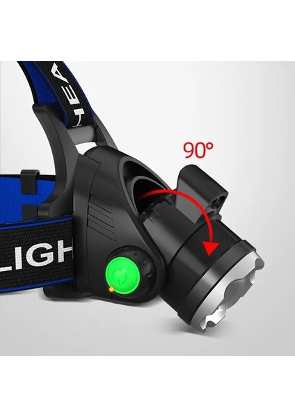 Kafa Feneri Kamp Tepe Lambası Balıkçılık Lambası Waterproof Şarj Edilebilen Pil
