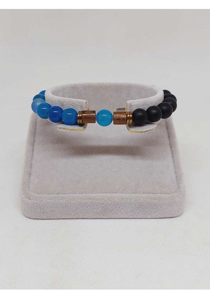 Mavi Akik & Oniks Taşı 8mm Tasarım Bileklik Hawaii Model (4001) fiyatları