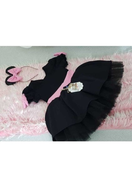 Kız Çocuk Siyah Tüllü Kabarık Elbise Pembe Kemer ve Fiyonk Detaylı fırsatları