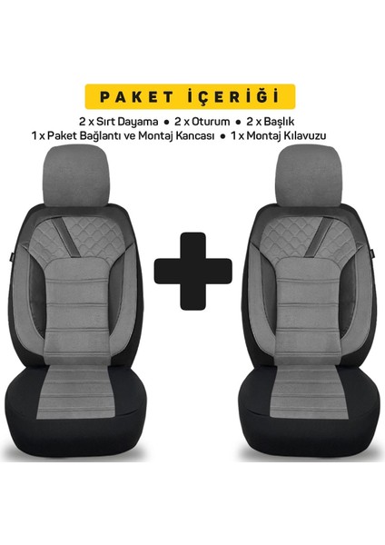 Volkswagen Passat B6 3c 2005-2010 Uyumlu 1+1 Gri Tay Tüyü Koltuk Kılıfı TG873