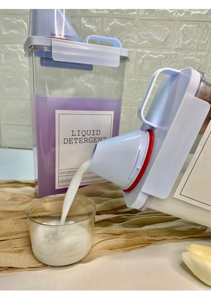 2li Ölçü Kapaklı 2300ML Sıvı Deterjan/1800ml Yumuşatıcı Kabı Vakumlu Akrilik Banyo Düzenleyici Set fiyatları