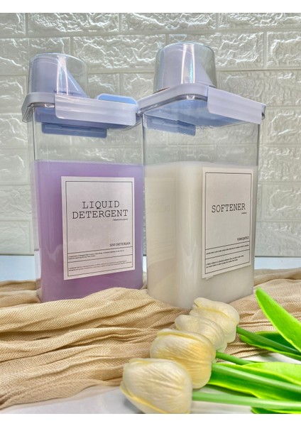 2li Ölçü Kapaklı 2300ML Sıvı Deterjan/1800ml Yumuşatıcı Kabı Vakumlu Akrilik Banyo Düzenleyici Set indirimleri