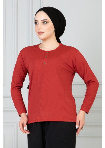 Kadın Anne Fitilli Uzun Kol Likralı Penye Bluz modelleri