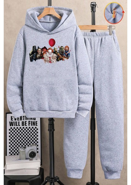 Uygun Tarz Nabız Kalp Baskılı Çocuk Rahat Eşofman Takımı