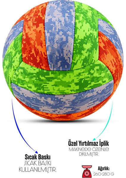 Voleybol Topu Soft Kamuflaj Yumuşak Dokunuş Volleyball Renkli No:5