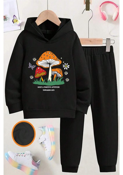 Uygun Tarz Mantar Baskılı Erkek - Kız Rahat Eşofman Takımı