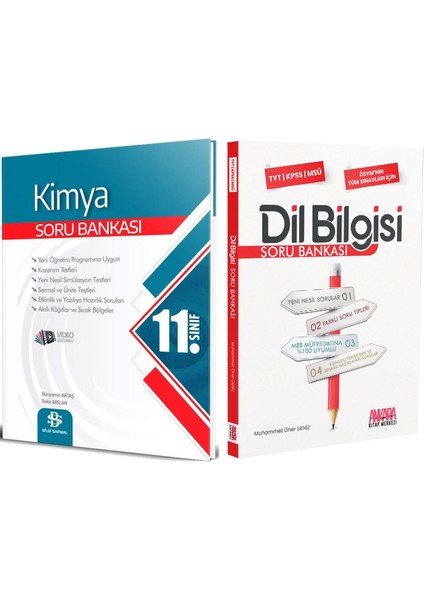 11. Sınıf Kimya ve Dil Bilgisi Soru Bankası Seti 2 Kitap