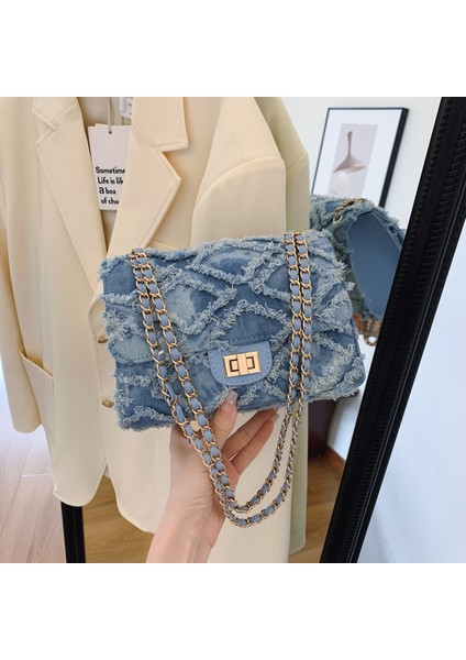 Çapraz Askılı Yırtık Kot Detaylı Kadın Omuz Çantası (Yurt Dışından) fiyatları