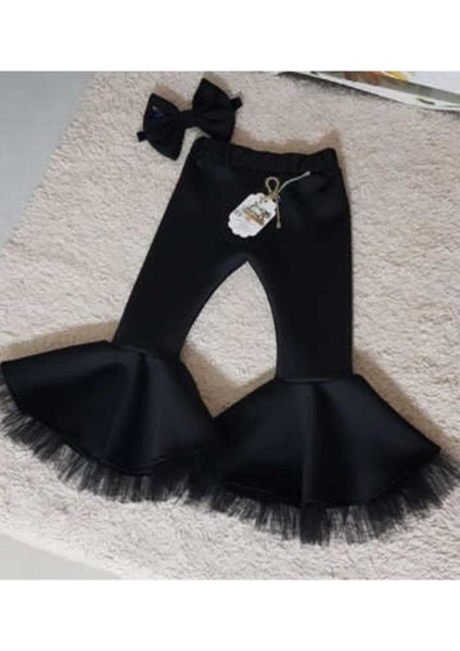 Kız Çocuk Siyah Tüllü Ispanyol Pantalon