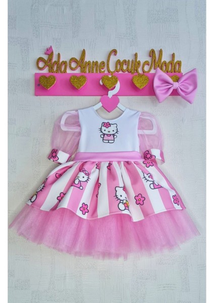 Kız Çocuk Pembe Kabarık Tüllü Hello Kitty Elbise