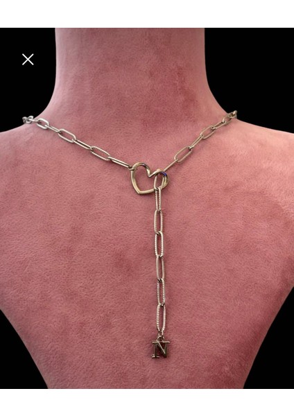 Kalpli Harfli Kişiye Özel Çelik Zarif ve Şık Kolye