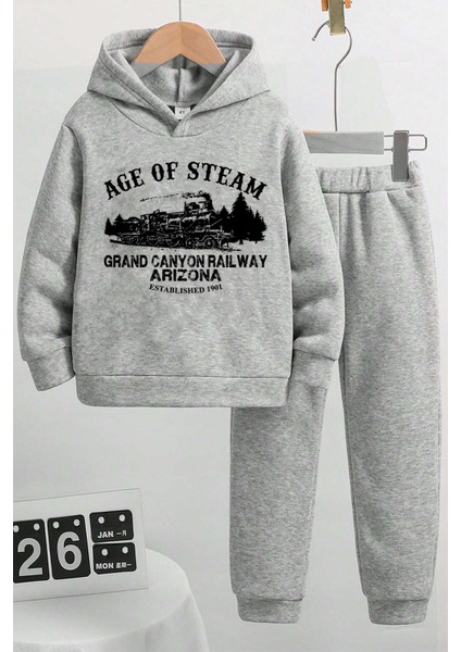 Uygun Tarz Age Of Baskılı Erkek - Kız Rahat Eşofman Takımı