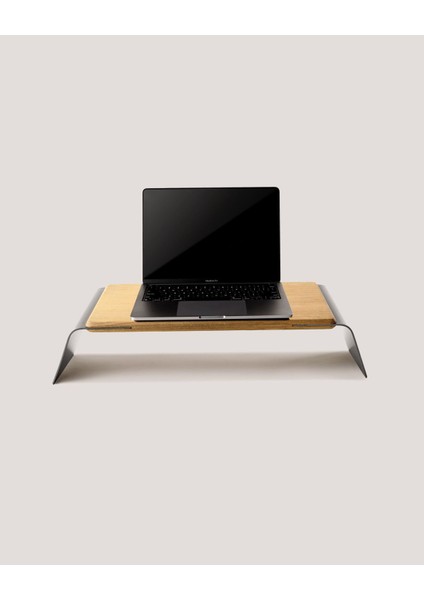 - Premium Laptop Standı - Ergonomik Metal-Ahşap Laptop Sehpası - Meşe