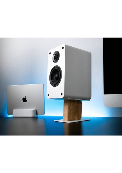 Hoparlör Yükseltici Premium Metal Stand - Hoparlör Standı Beyaz Düz