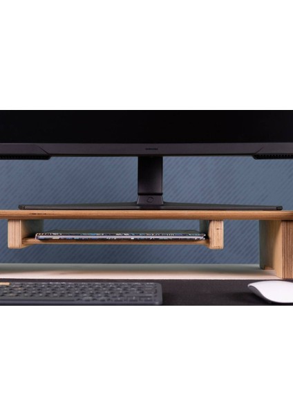 Ahşap Monitör Standı,çift Monitör Standı,çift Monitör Masa Çalışma Alanı Standı- Vernikli