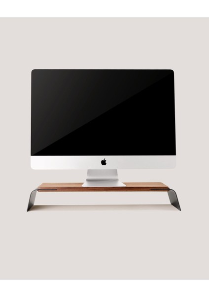 Premium Monitör Yükseltici Metal-Ahşap Stand - Monitör Desk Shelf - Ceviz