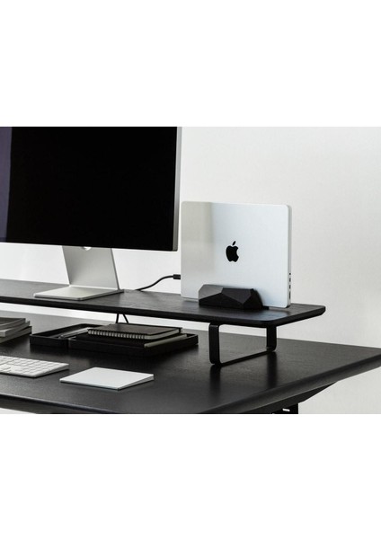 Dikey Laptop Tutucu Ahşap Stand - Siyah