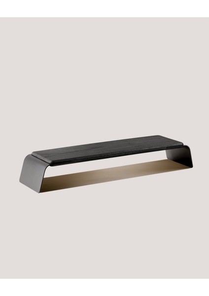Premium Monitör Yükseltici Metal-Ahşap Stand - Monitör Desk Shelf - Siyah