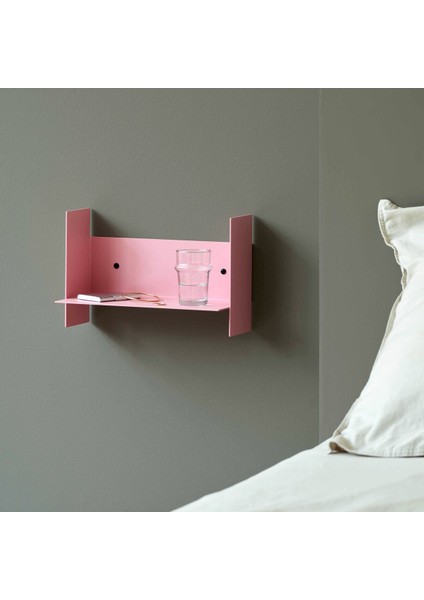 Dekoratif Metal Duvar Rafı - 45X15 - Pembe