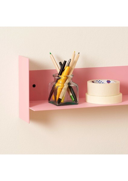 Dekoratif Metal Duvar Rafı - 45X15 - Pembe