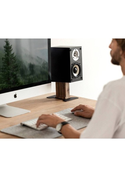 Hoparlör Yükseltici Premium Metal Stand - Hoparlör Standı Siyah