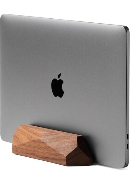 Dikey Laptop Tutucu Ahşap Stand - Ceviz