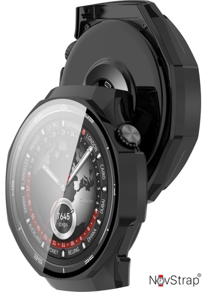 Novstrap Huawei Watch Gt5 Pro 46MM ile Uyumlu Ekran Koruyucu Cam ve Kasa Koruyucu Kılıf Sert Pc