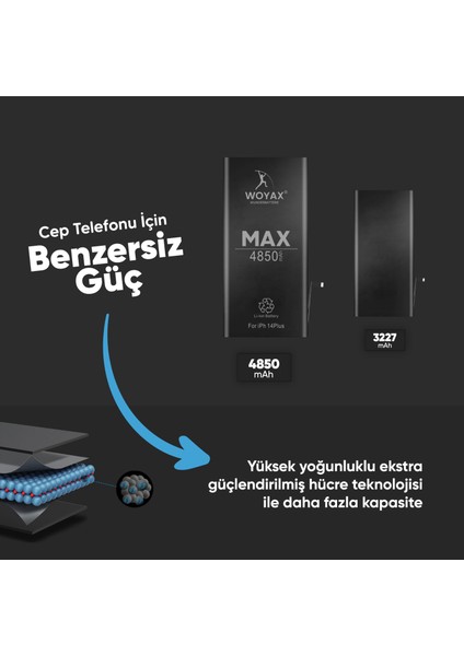 iPhone 14 Plus Premium Batarya 4850 Mah Yüksek Kapasite