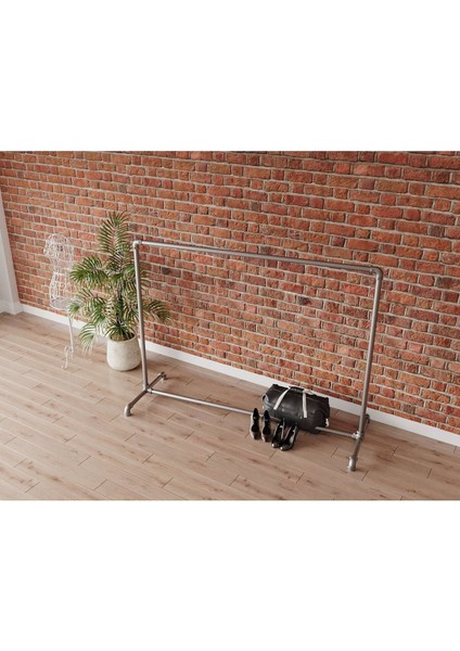 Endüstriyel Elbise Askılığı - Açık Gardrop Metal Elbise Teşhir Askısı - Butik Teşhir Rafı-8
