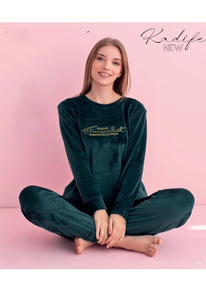 Kadın Kışlık Bisiklet Yaka Kadife Pijama Takımı 3025P - 1 Adet fiyatları